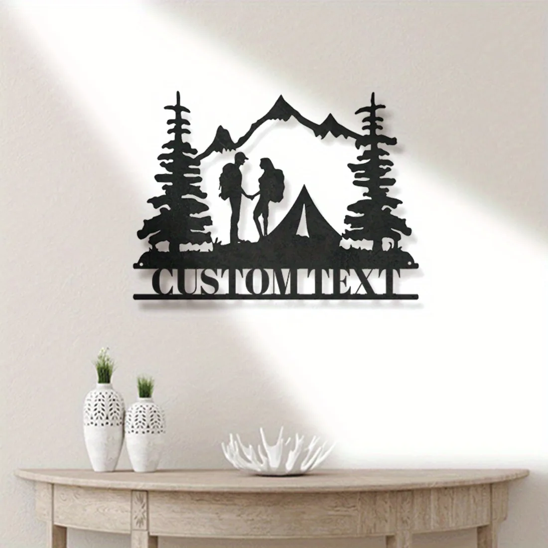 

Personalized Mountain Camping Metal Wall Art - Custom Couple Silhouette Iron Sign, Outdoor Home Decor, Unique Gift.