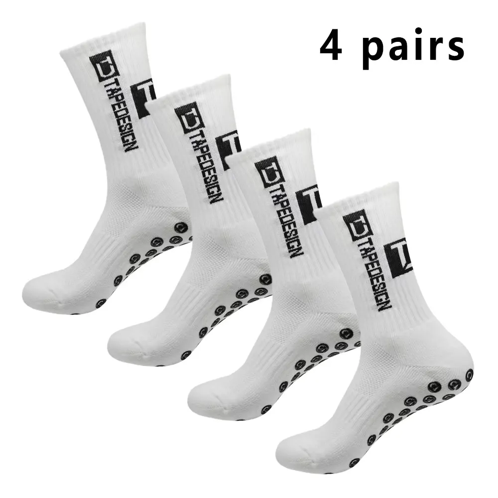 

4 pairs of football socks sports socks men's mid-calf socks silicone non-slip dot socks basketball yoga socks