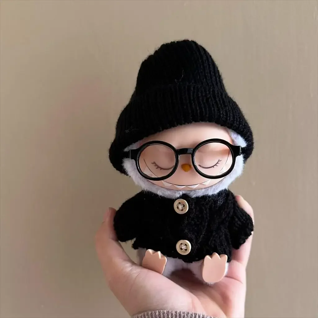 17cm Mini Plush Doll'S Clothes Outfit Accessories For Korea Kpop Exo Labubu Idol V1 V2 black sweater clothes set Clothing Gift