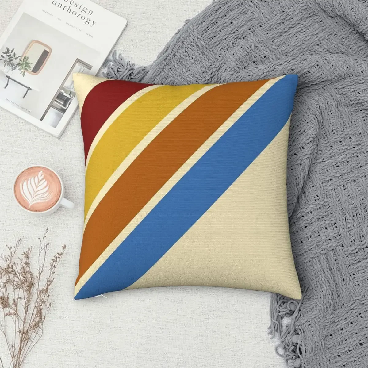 

Vintage Diagonal Stripes, Crimson Pillowcase Polyester Pillows Cover Cushion Comfort Throw Pillow Sofa Decorative Cushions Used