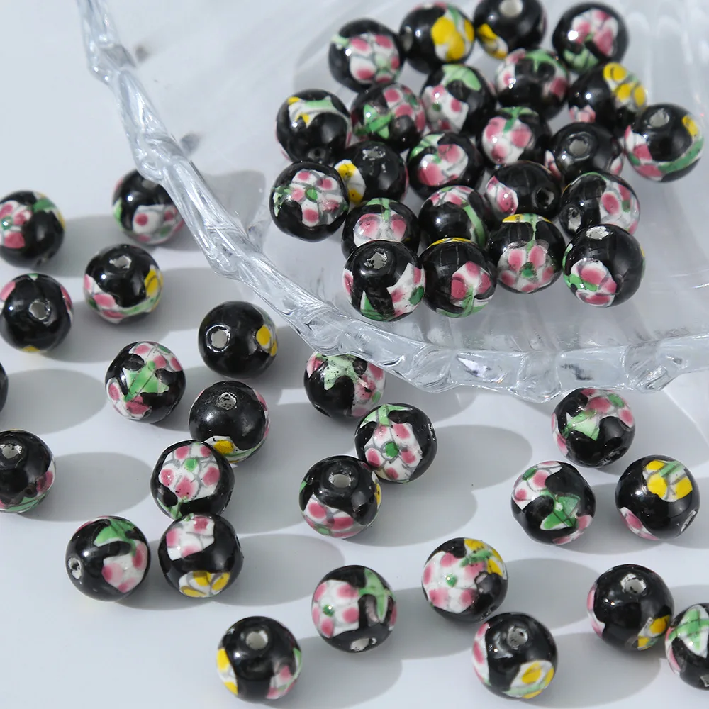 Black Series 3d Ceramic Bead Cartoon Shaped Bead String Diy Handmade Material