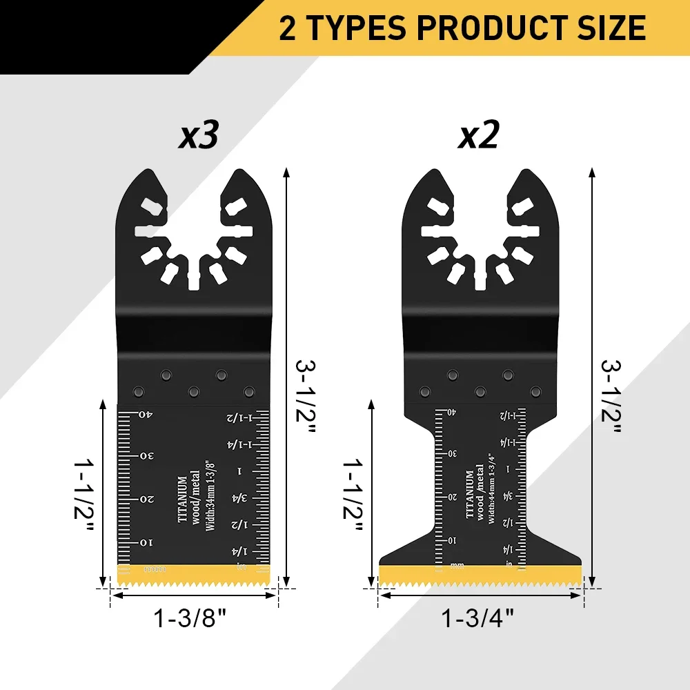 Titanium Oscillating Blades 5PCS - Durable Multi-Tool Saw Blades for Cutting Wood, Metal, Nails & Plastic - Universal Fit