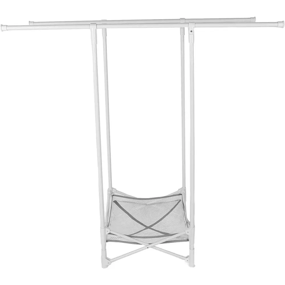 Compact and Stylish Folding Clothes Drying Rack for Indoor or Outdoor Use with Mesh Shelf