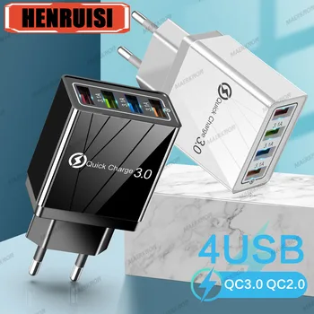 Wtyczka EU US 3A Ładowarka USB Wieloportowa 4 USB Szybkie ładowanie 3.0 Do telefonu Adapter Tablet Przenośna ładowarka ścienna Szybka ładowarka do Poco