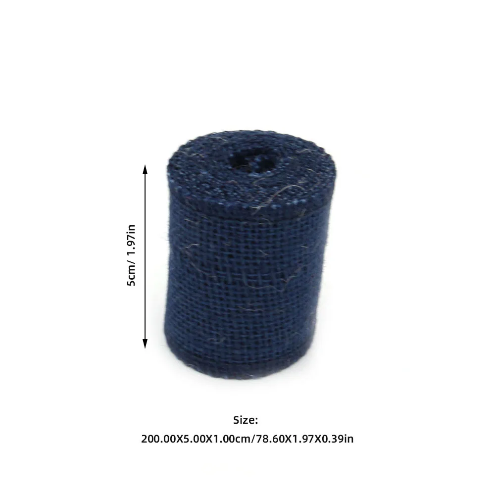 

2M Dark Blue Jute Burlap Ribbon Roll Christmas Decoration Craft Wedding Wreaths Diy Party Supplies Burlap Ribbon Blue