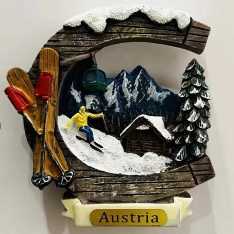 Premium Austria Fridge Magnet 3D Stereoscopic Resin - Classic Austrian Style Travel Souvenir Magnet for Home Decoration