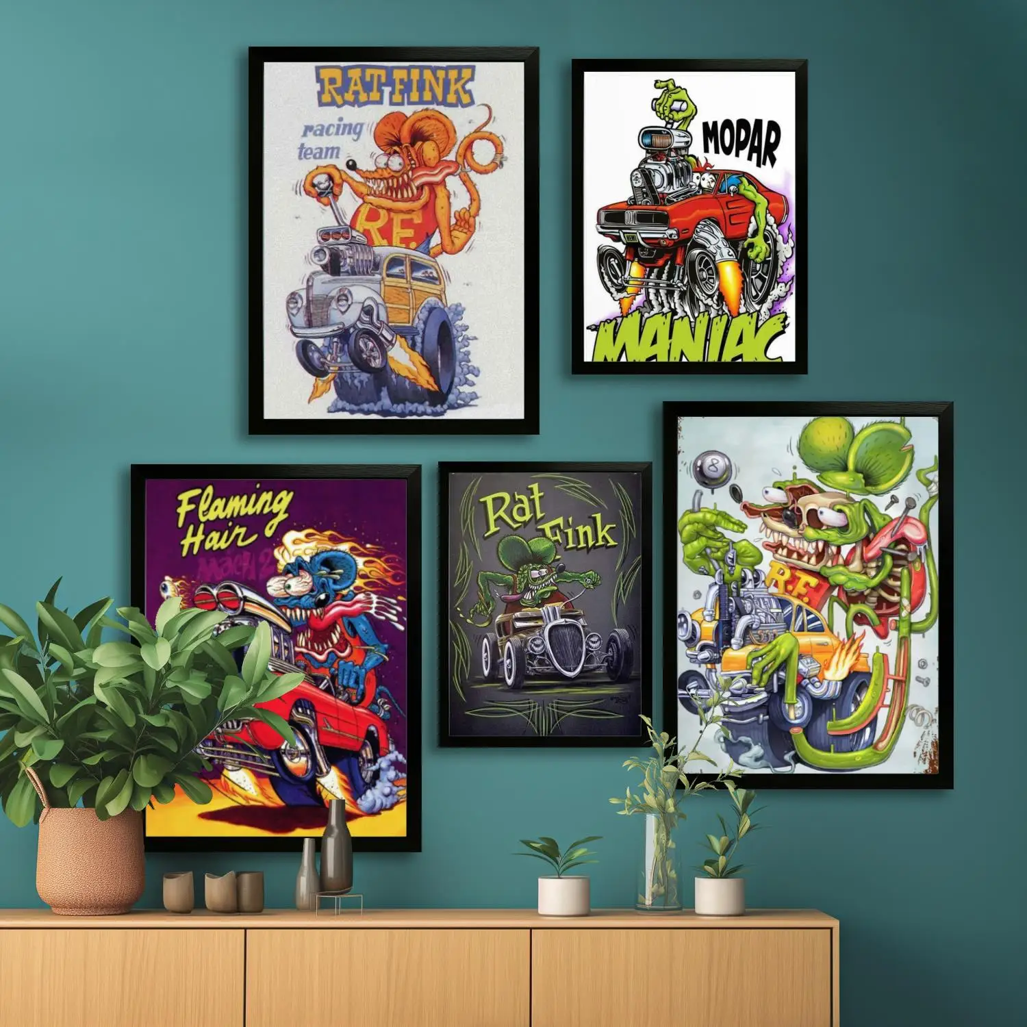 rat fink Canvas Art Poster and Wall Art Picture Print, Modern Family Bedroom Decor Posters,Decorative painting