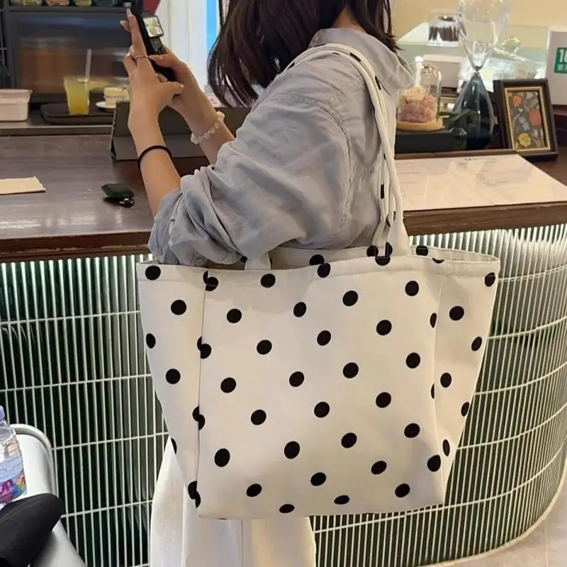 New Shoulder Bag Large Capacity Canvas Shopping Tote Bag Simple Style Travel Tote Bag For Women Girls