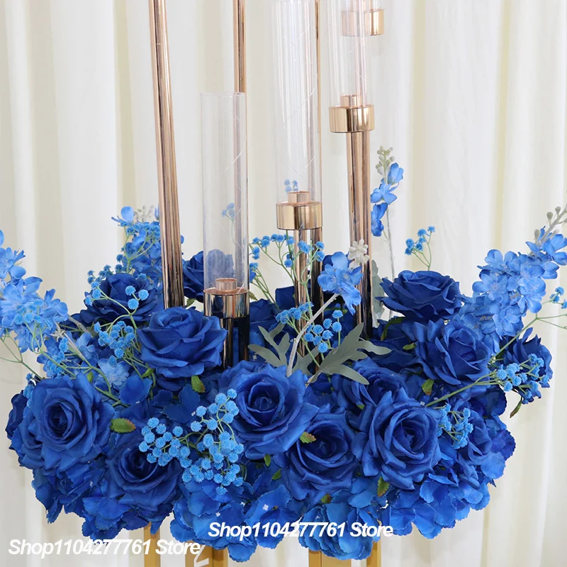 Rosa-weiß-burgunderfarbenes Rosen-Kunstblumenarrangement, Hochzeitstisch-Mittelstück, Blumenstrauß, Party-, Bankett- und Bühnendekoration. – Detail 7