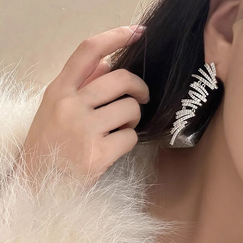 ZAKOL Übertriebene, unregelmäßige, vollbesetzte Ohrringe mit großen Zirkonia-Steinen für Damen, luxuriöser, eleganter Schmuck für Hochzeiten, Partys und Bankette – Detail 4