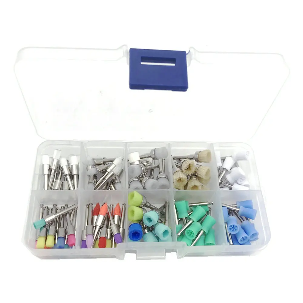 Kit de herramientas para dentistas, cepillo de pulido Dental, pulidor, pestillo de taza de goma, cerdas de nailon de colores, 80 Uds., nuevo