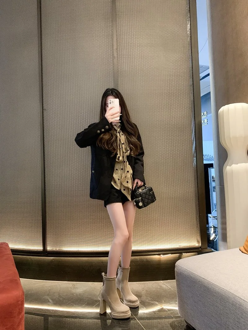 Woman Shoe New in Fashion Platform Boots Ladies High Quality Luxury Women Leather Boots Super High Heels Boots Women 2026 New