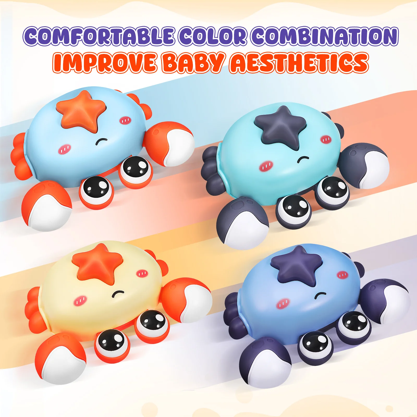 4 قطعة الزحف التفاعلي كراب الطفل التراجع سيارة ضوء الصحافة دفع لعبة تململ الجمود الحركة قوي المواد الآمنة داخلي