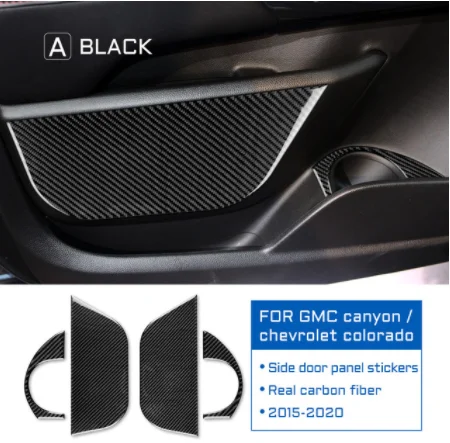 

Car Door Storage Panel & Cup Holder Ring Cover Set Real 3D Carbon Fiber Sticker for Chevrolet Colorado 2015-2020 Upgrade Kit