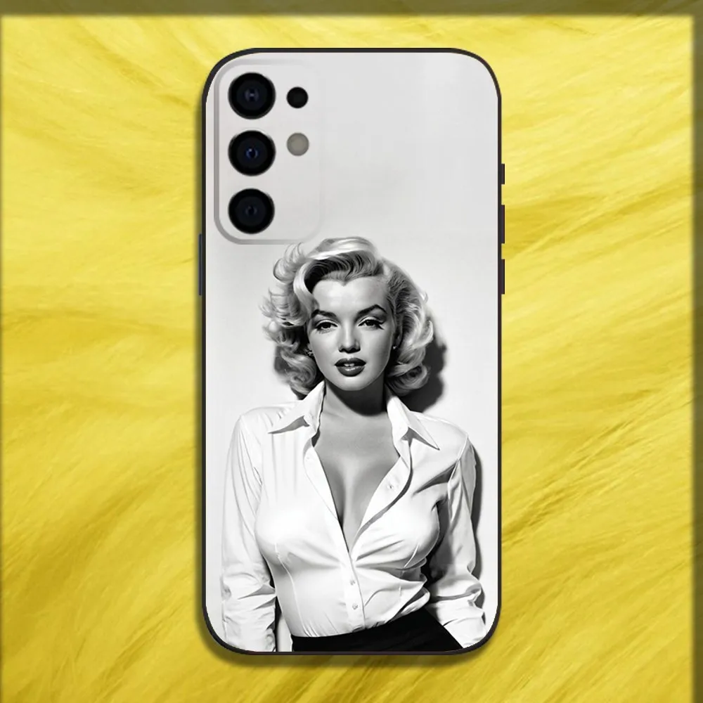 M-Marilyn modelo m-monroe funda de teléfono para Samsung S24,S21,S22,S23,S30,Ultra,S20,Plus,Fe,Lite,Note,10,9,5G funda suave negra