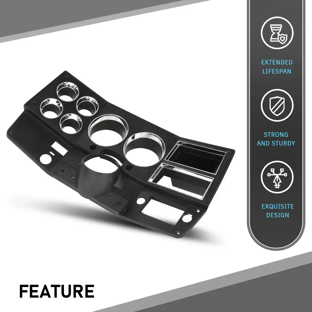 Moldura do painel do caminhão com A/C e furo do interruptor do limpador compatível com Chevy Gmc Truck Blazer Suburban 1981-1983 preto com caixa de armazenamento