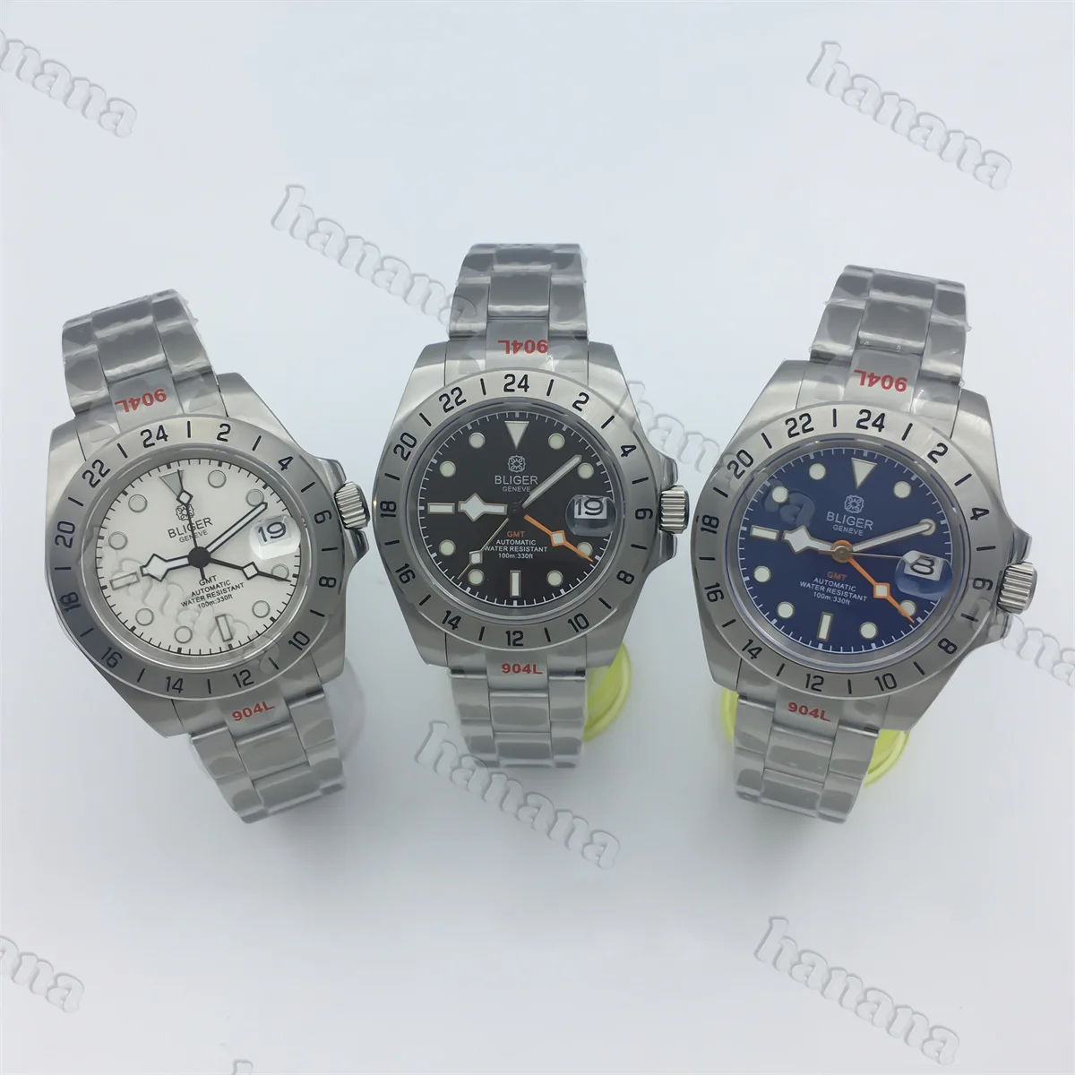 DG3804 40mm NH34 Automatic Men's Diving Watch GMT Bezel Black and White Blue dial C3 luminous sapphire Glass Snowflake GMT hands