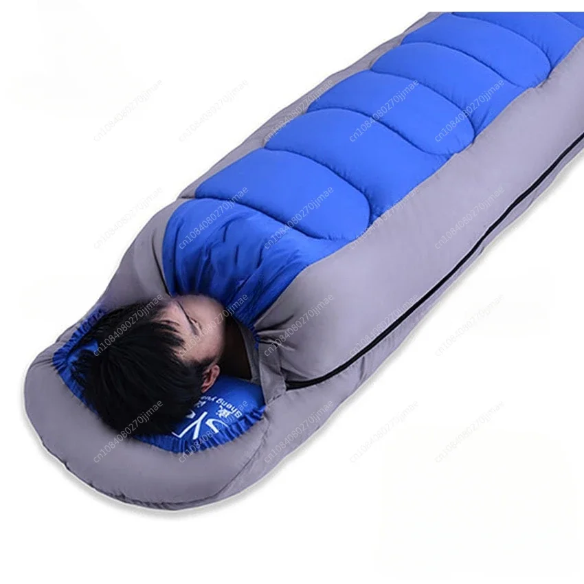 Sleeping bag Outdoor camping Moisture-proof waterproof warm envelope Hooded sleeping bag Adults can be spliced