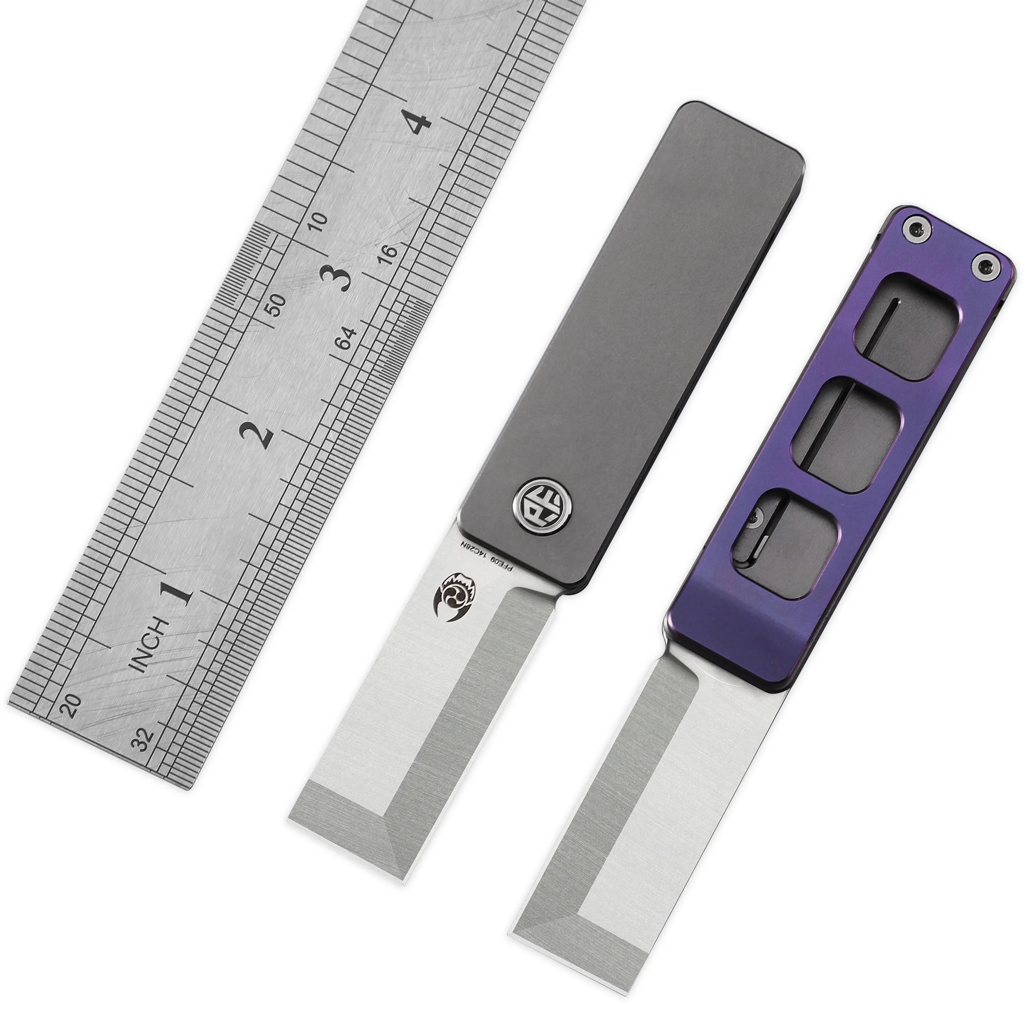 Petrificado Fish-pfe09 Mini Bolso Facas Dobráveis Edc Jackknife 14c28n Lâmina Titanium Handle Sobrevivência ao ar Livre Camping Ferramentas Manuais