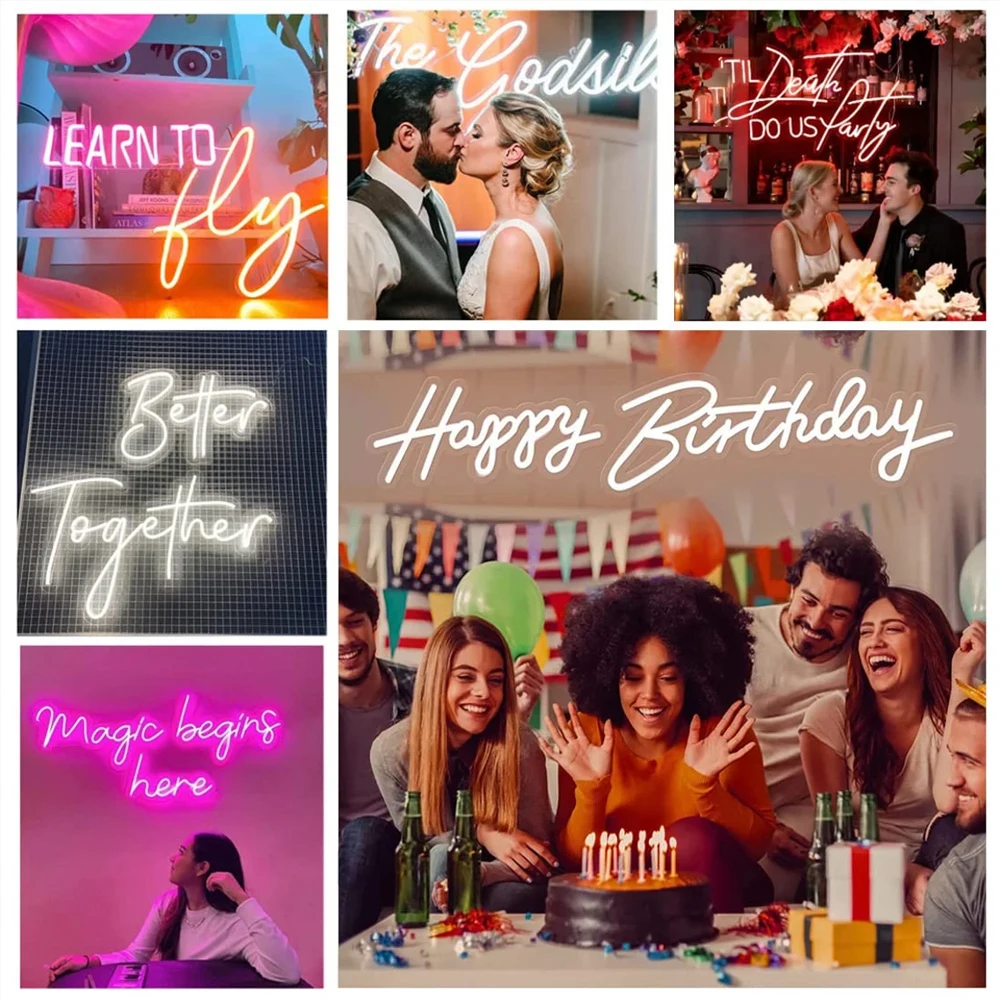 Custom Neon Sign Personalized LED Neon Signs for Wall Decor Lamp Bedroom Wedding Birthday Gift Party Bar Shop Logo Decorations