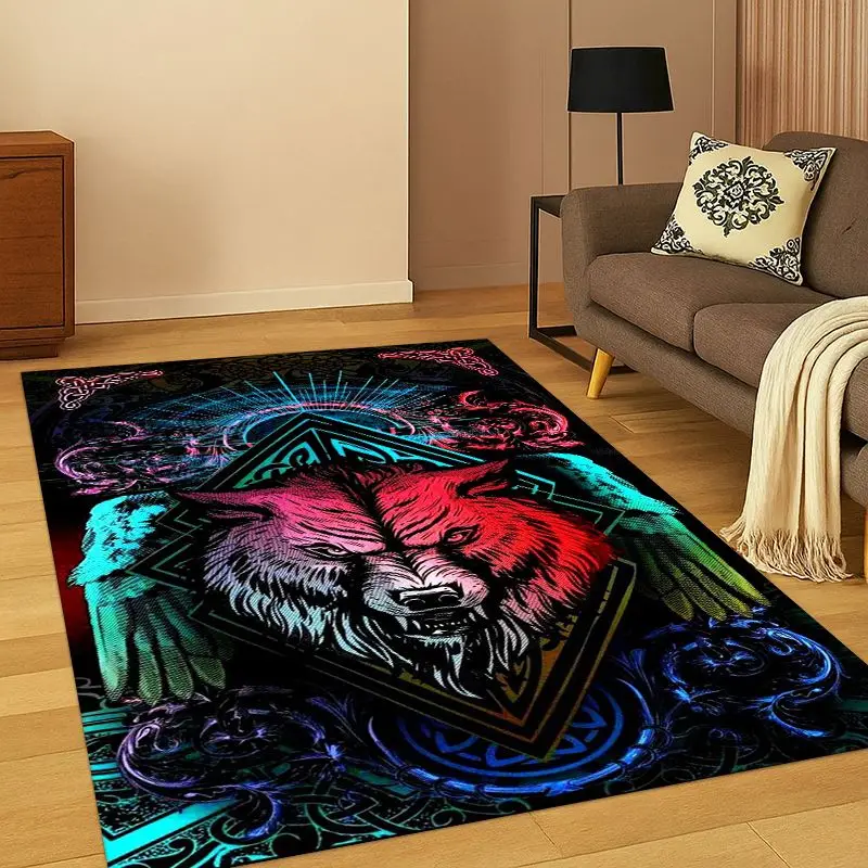 Viking WarriorSymbol Valknut Nordic Valhalla Carpet Rug for Bedroom Living Room Sofa Playroom Doormat Home Decor,kids Non-slip