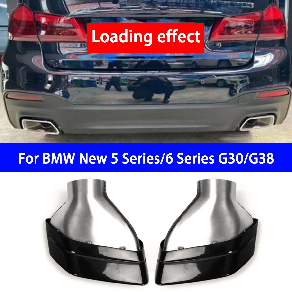 Suitable for BMW's New 5 Series G30G38 Square Mouth Silver Tailpipe Nozzle Modification Exhaust Pipe