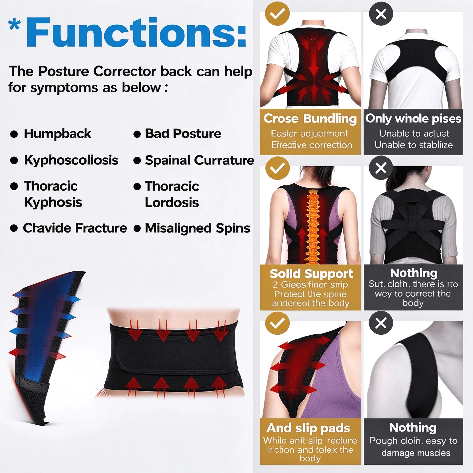 Back Posture Corrector Brace Shoulder Support Belt Upper and Lower Back Pain Relief Improve Spine Clavicle Brace Posture Vest gallery 3