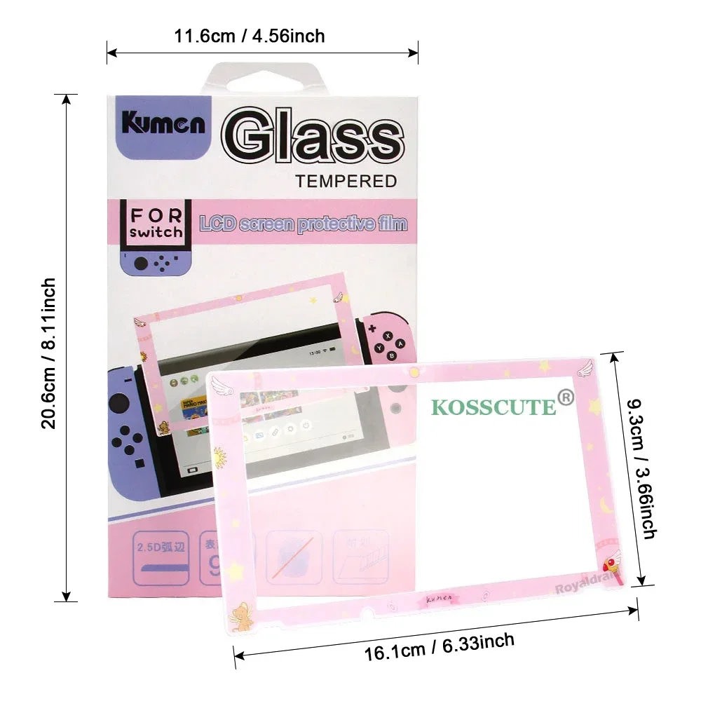 Rosa HD-Klarsicht-Displayschutzfolie für Switch-Spielkonsole Premium Transparenter Gehärteter Glas-Schutz Anti-Kratzer