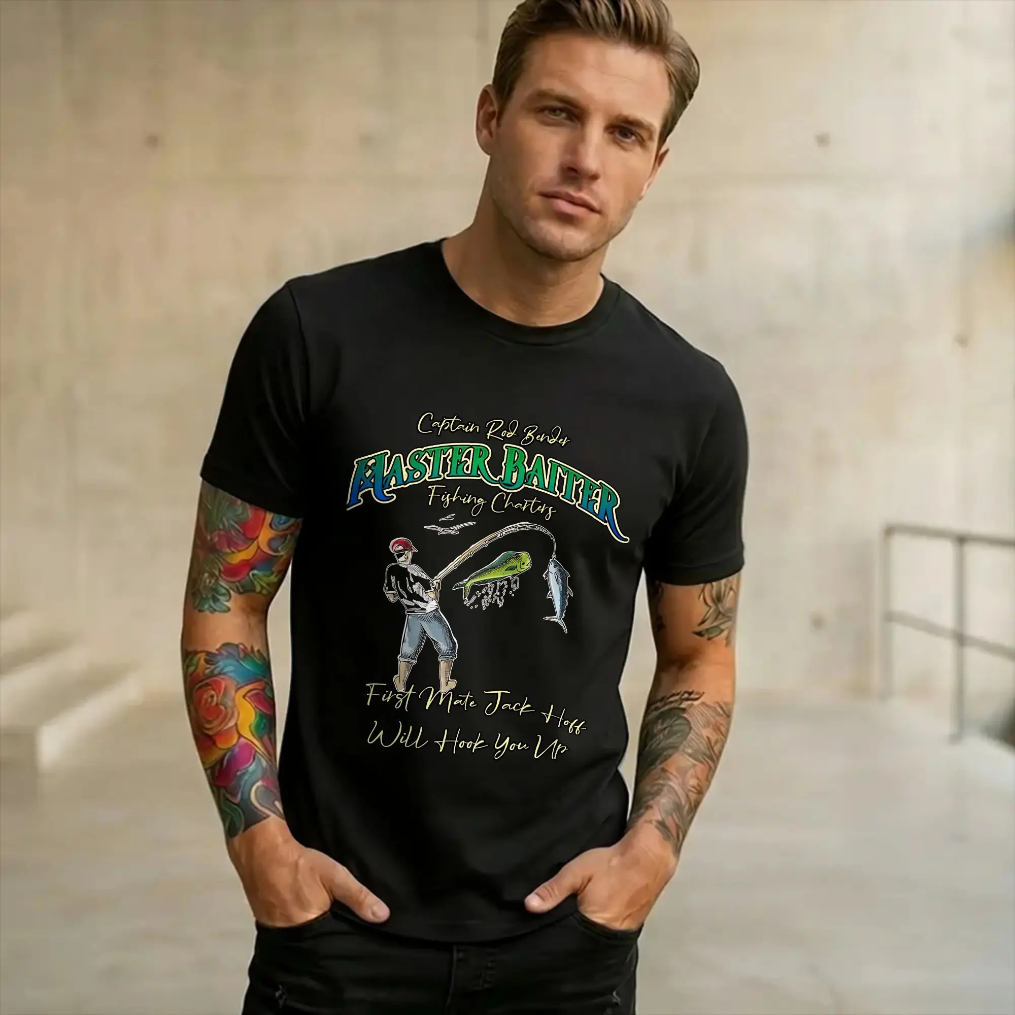 Men Women Printed Master Baiter Funny Fishing   Tee T Shirt 100% Cotton  T-shirts Clothes