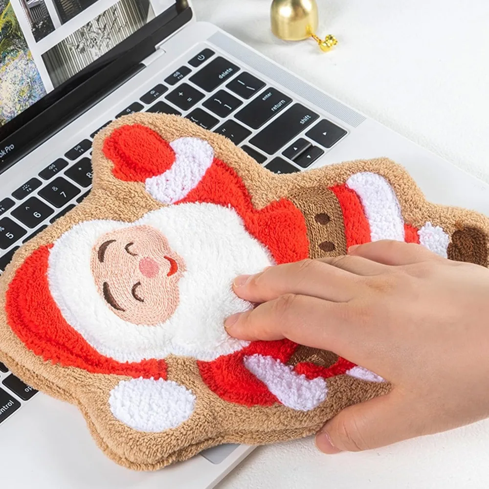 Cute Gingerbread Man Hanging Hand Towel, Coral Fleece Quick Dry Absorbent Towel for Bathroom Kitchen Christmas Home Decor, 7.5 X 9 Inches, 1 Pc