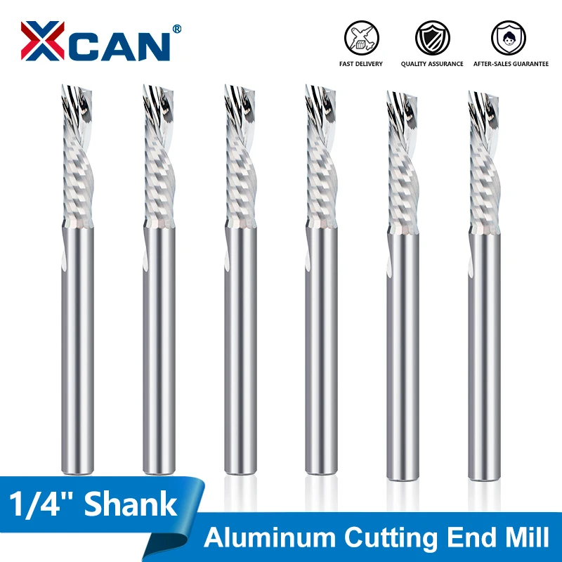 

XCAN фреза вниз 6,35 мм 1 шт. однофлейтовая левая спиральная фреза с ЧПУ концевая фреза твердосплавная фреза