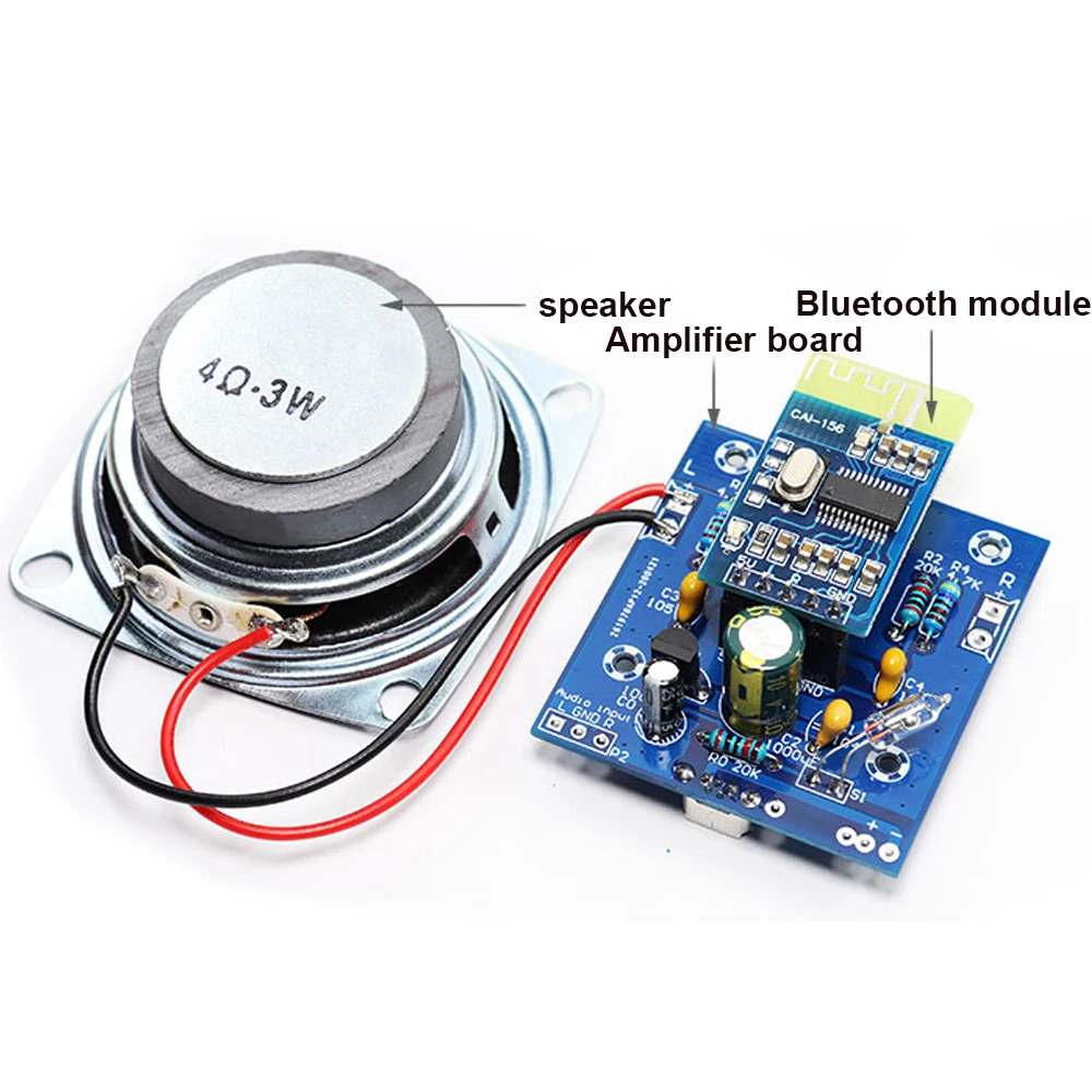 DIY Electronic kit Set DIY Speaker kit Bluetooth Amplifier Board 6x6x6cm Cover LM4863 2 inch 3w Speaker Soldering Project