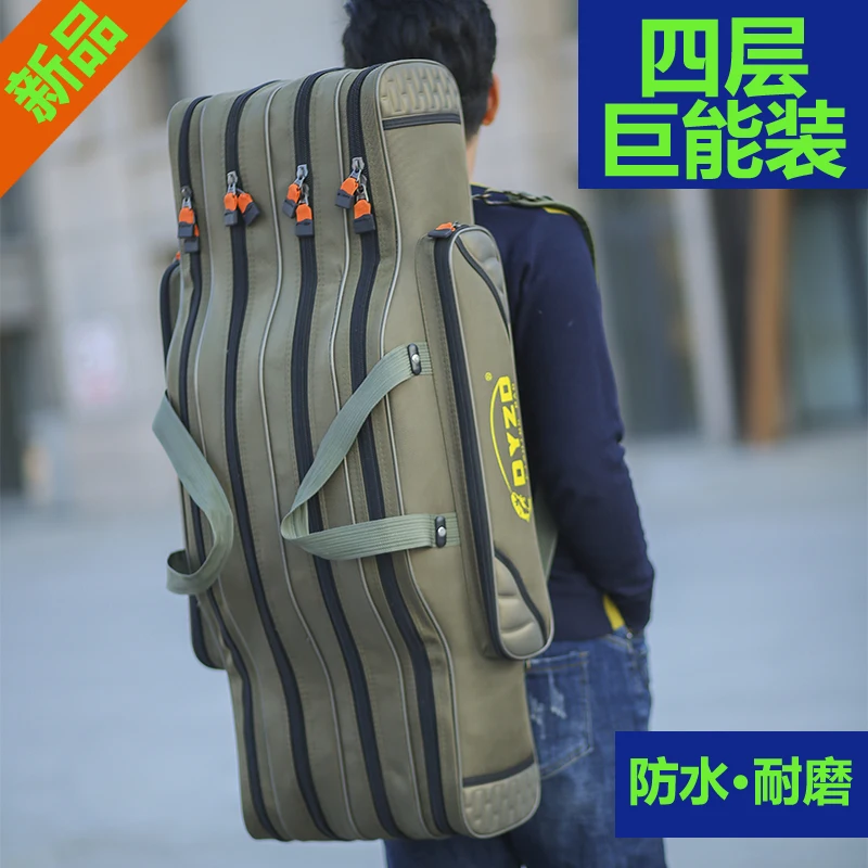 Da Du Bao-Double Shoulder Sea Pole Bag, Fishing Rod Bag, Fishing Tackle Bag, 1.2m, 1.3m, 4 Layer