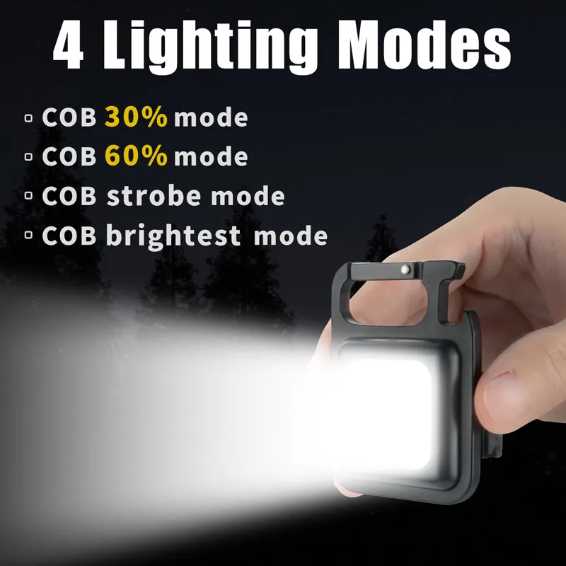 Mini Flashlight Rechargeable Glare COB Keychain Light USB Charging Emergency Lamps LED Work Light Portable Outdoor Camping Light