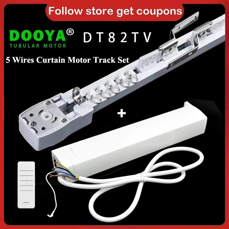 Dooya Smart Electric Curtain Motor DT82TV 5 Wire RS485/Dry Contact/RF433 Control Customized Curtains Track Set Cornice Rail