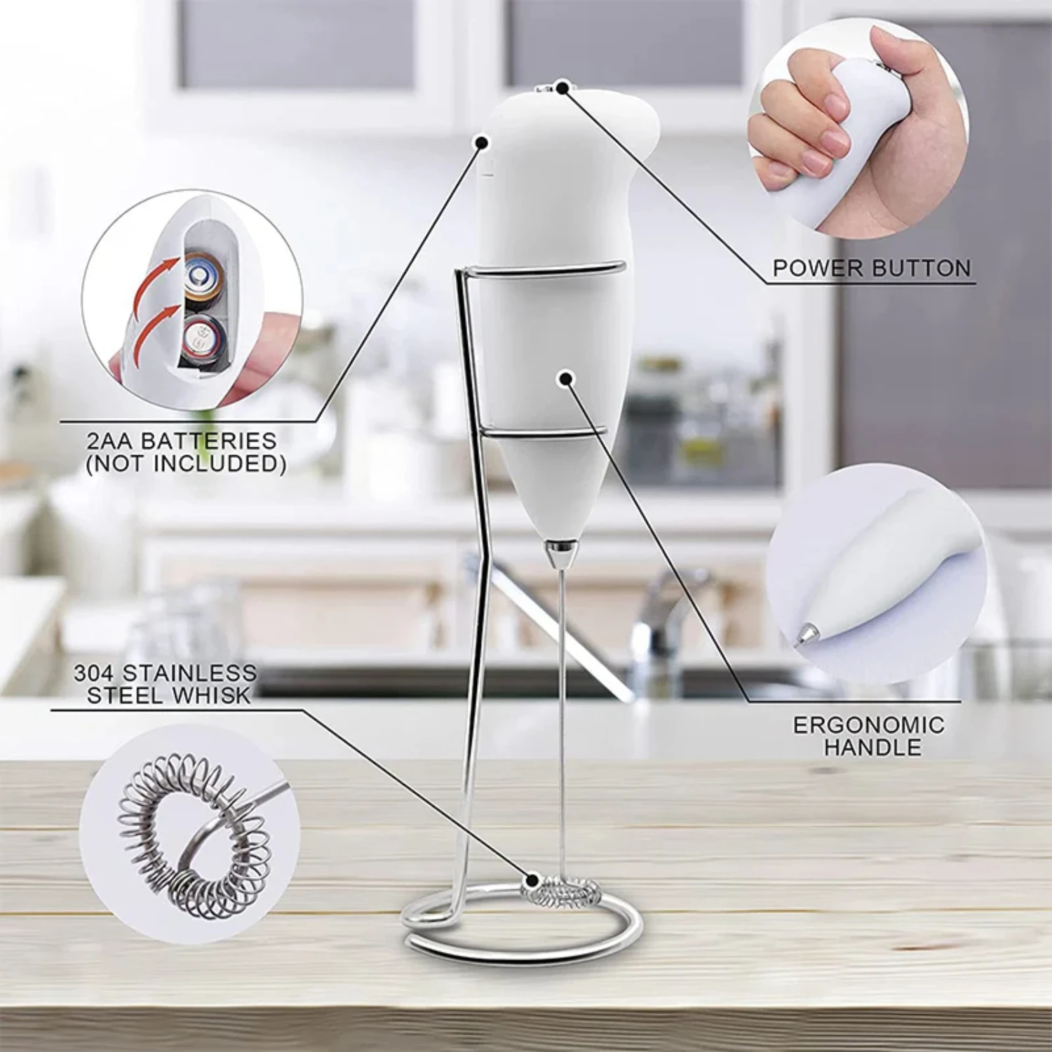 Neuer effizienter und benutzer freundlicher tragbarer Mini-Hand mixer für Milch schäumer-perfekt für Kaffee, Cappuccino und glatte Bleche