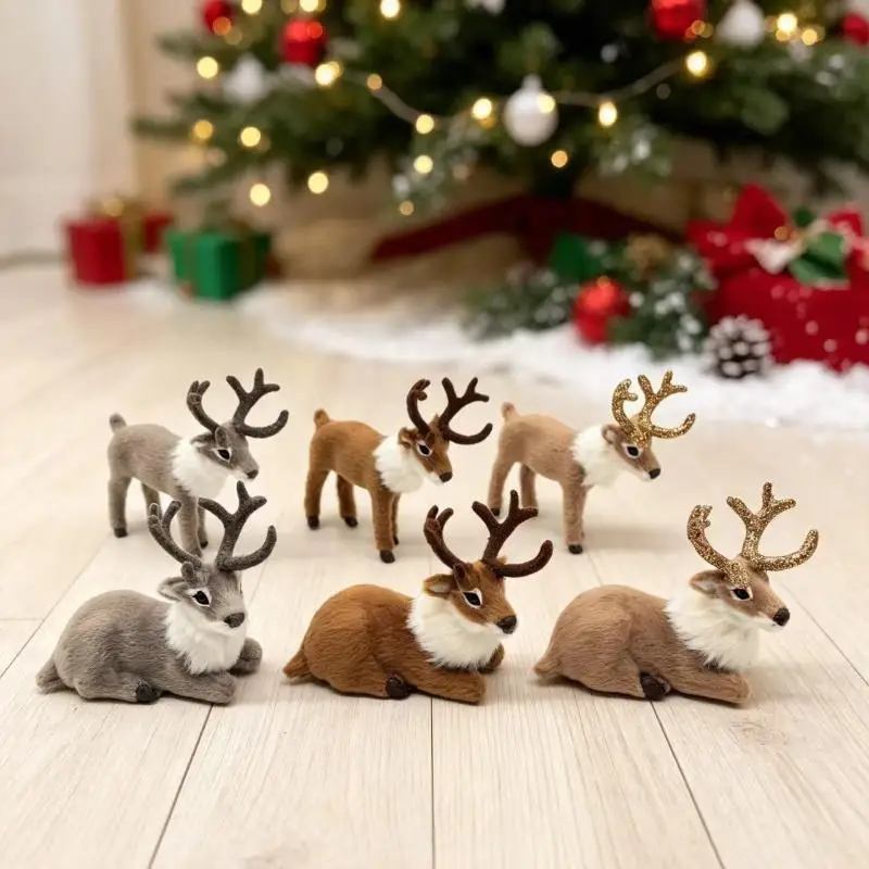 Simulated Sika Deer Christmas Reindeer Ornament 1Pcs Non-Toxic Durable Craft for Xmas Tree Party Decor Holiday Gift