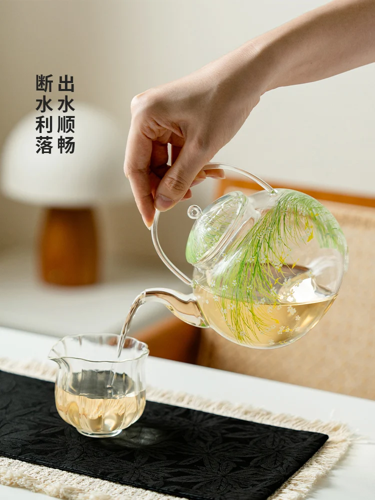 

Borosilicate Glass Yuye Lifting Handle Tea Brewing Pot Good-looking Heat-Resistant Large Capacity Kettle Household Teapot