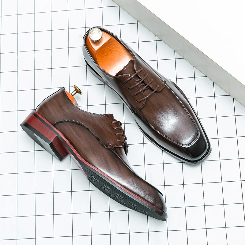Men's Casual Oxford Shoes men Black Dress Wedding Shoes Luxury Pointed Toe Office Fashion Derby Shoes Business Leather Shoes - Image 3