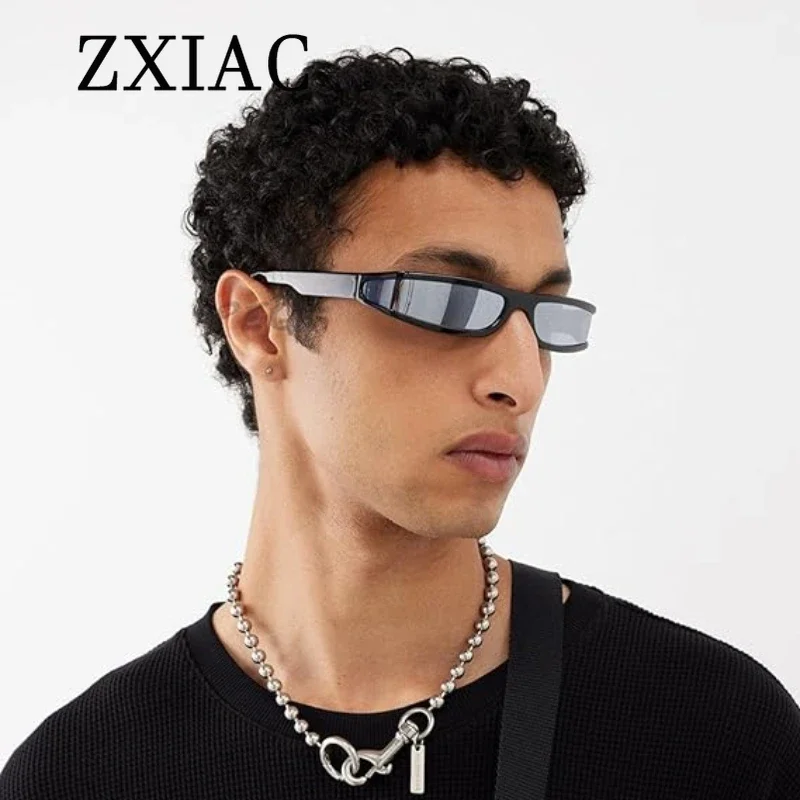 ZXIAC Funky Steampunk Mirror Lens Sunglasses Women Outdoor Sport Glasses for Men Vintage Y2k Narrow Eyewear Lentes De Sol Mujer