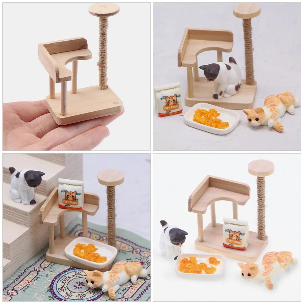 Cat Climbing Frame Miniature Model Toy Kitten Figurine House Tower Decor Furniture Tree And Toys