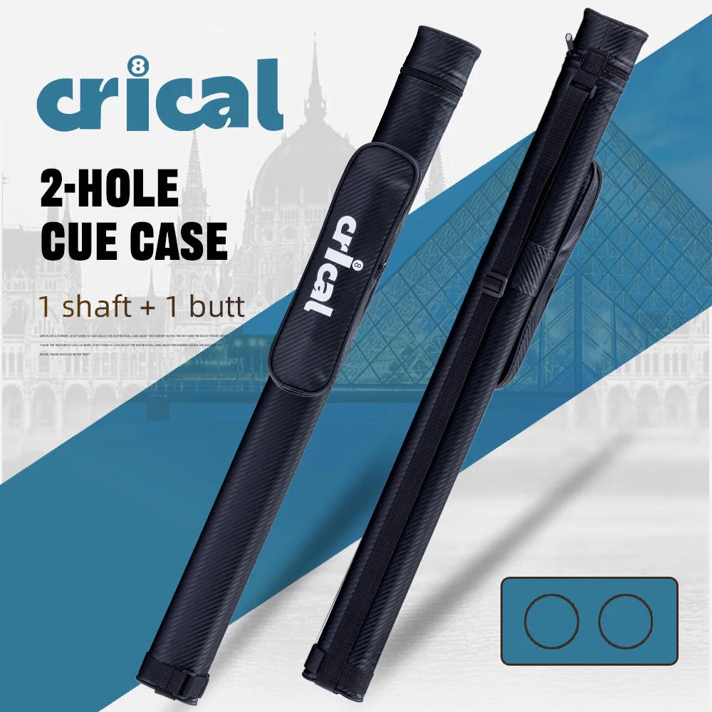CRICAL Pool Cue Case 1x1 Holds 1 Butt 1 Shaft PU Leather Hard billiard cue cases with Adjustable Shoulder Straps for Men and Wom