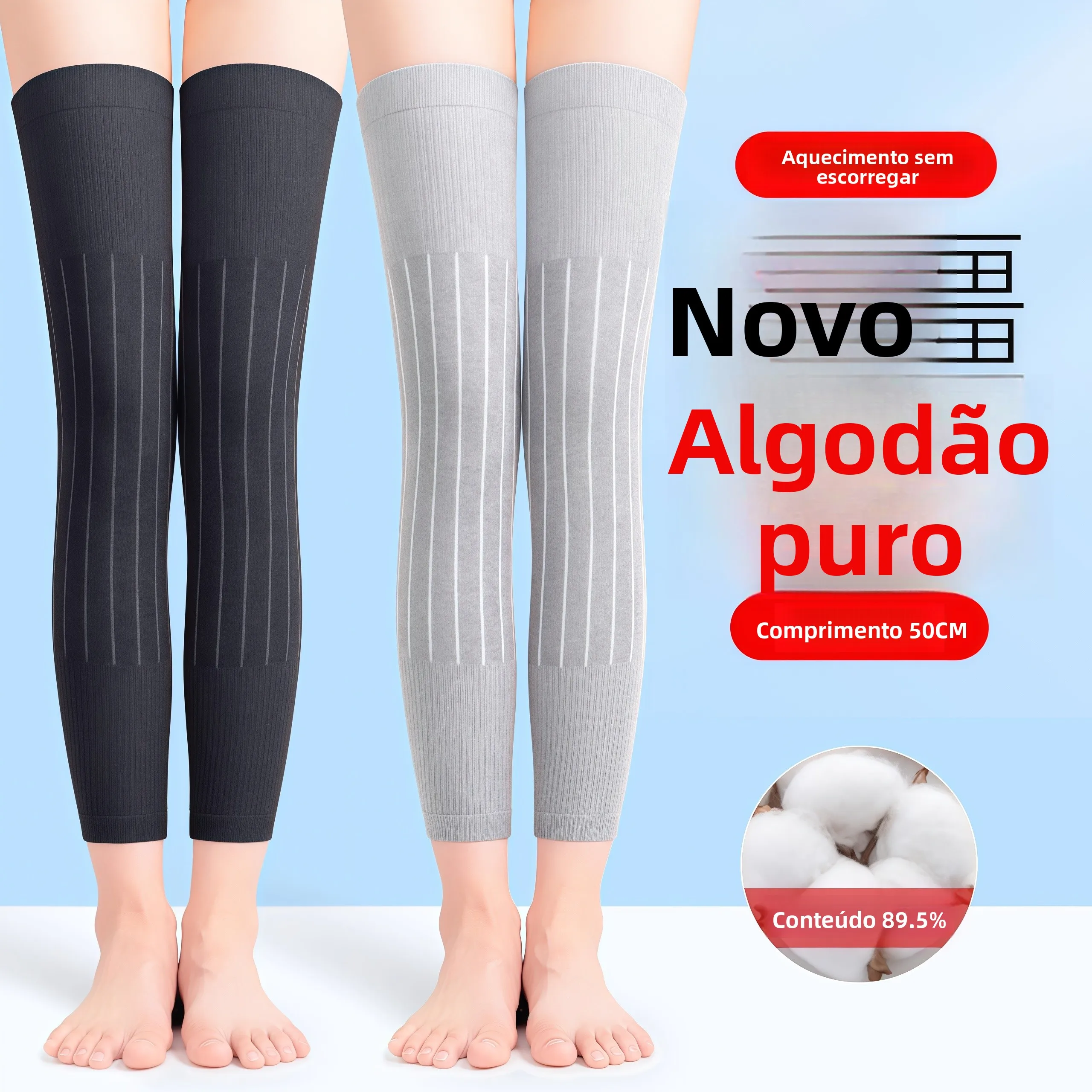 厚手の純綿滑り止めロングチューブ膝パッド、男女兼用暖かいレッグソックス、中高年向け冬用防寒ソックス