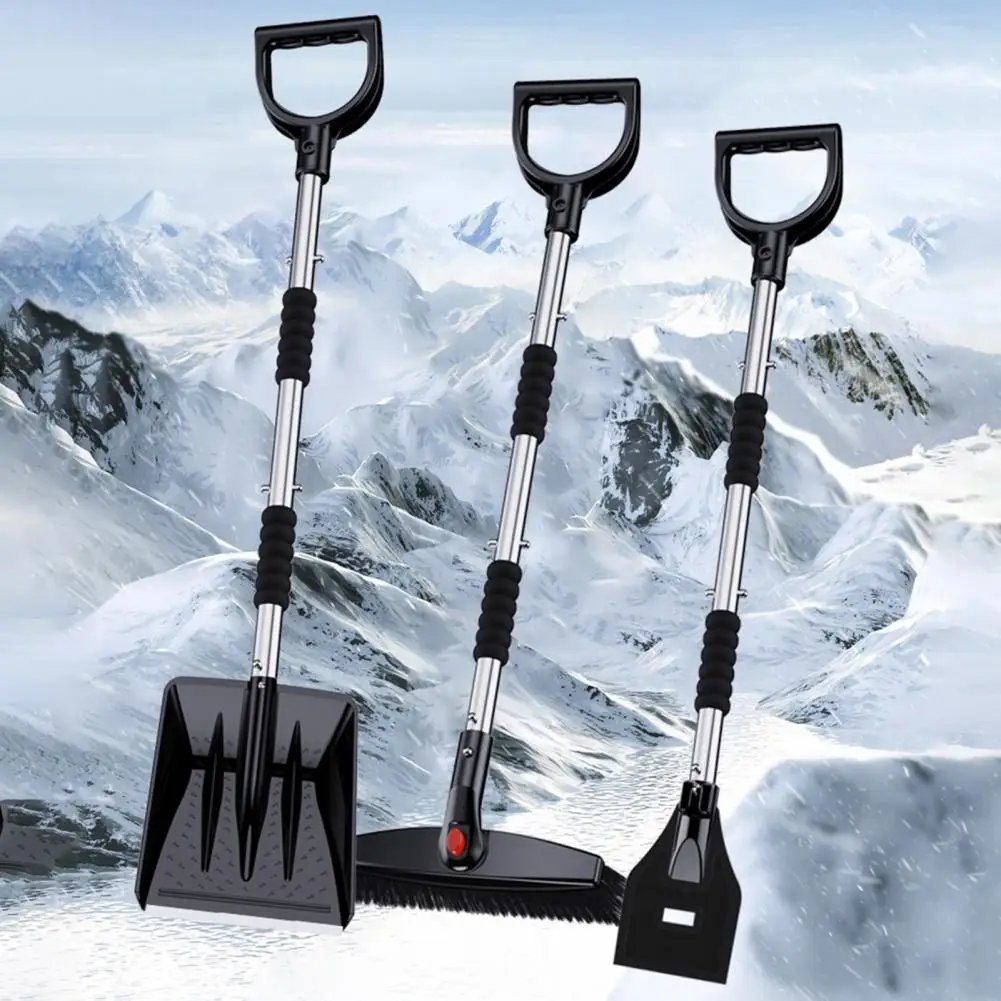 1 Set Practical Snow Brush Telescopic Adjustment Ice Scraper Labor-saving Winter Snowy Weather Defrosting Scraper  Easy Removal