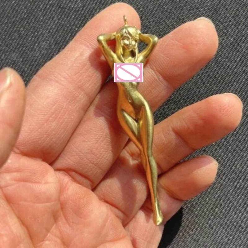 3,2" Messing Nude Girl Statue Kunst Naked Beauty Modell Dekor