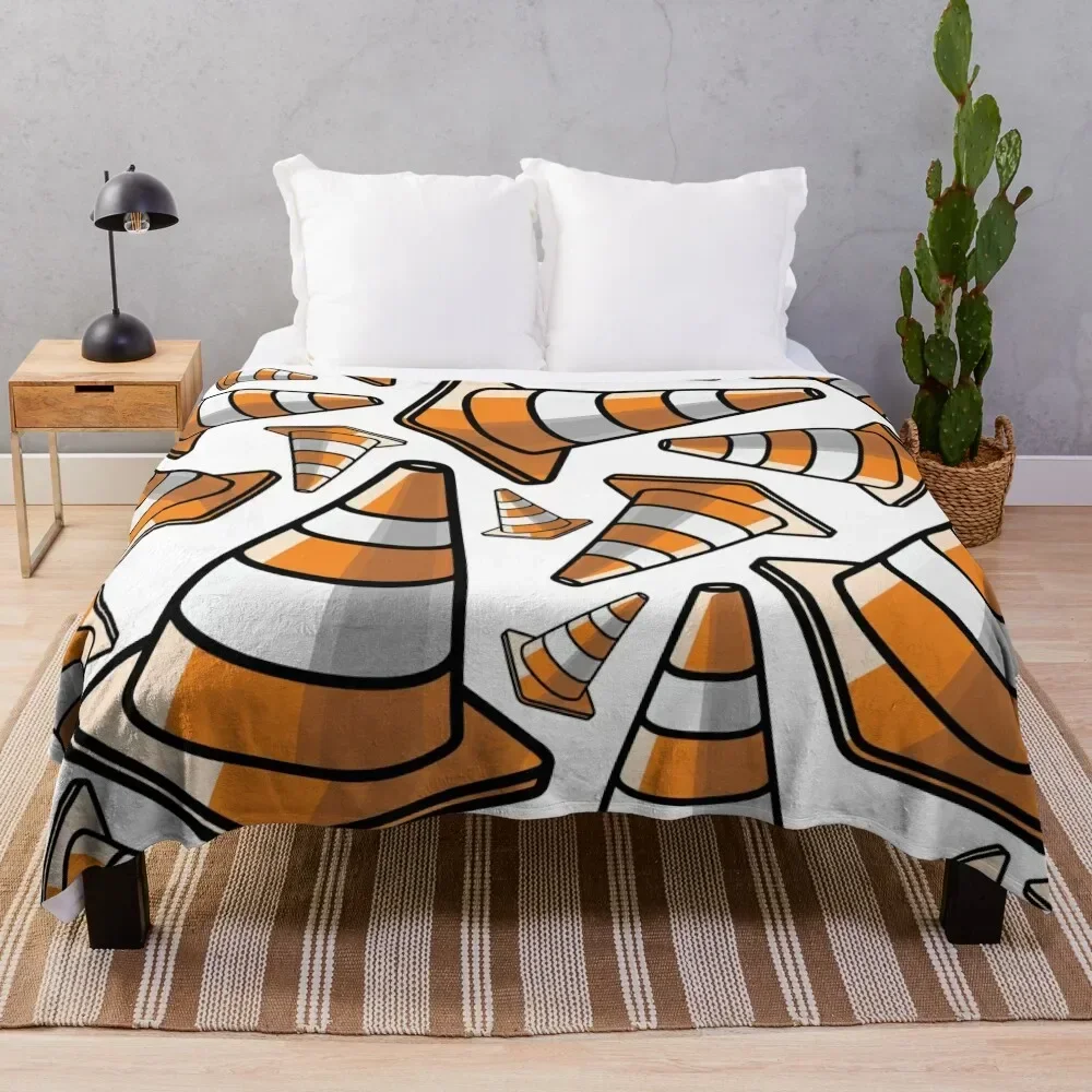 

Traffic Cone - Orange and White Throw Blanket Decoratives Comforter Blankets