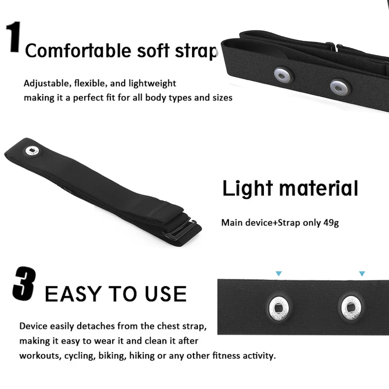 YK 1Pc Heart Rate Monitor Replacement Strap Compatible with Polar H7 H9 H10 Coospo Wahoo Tick Garmin Magene Sensor Band Belt