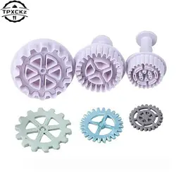 3pcs/set Plastic Gear Shape Plunger Fondant Cutter Cake Decorating Tools Cookie Baking Mold Decorating Accessories Sugarcraft