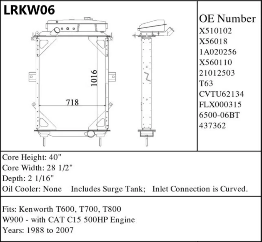 Truck Radiator 437600 For Kenworth T600 2006