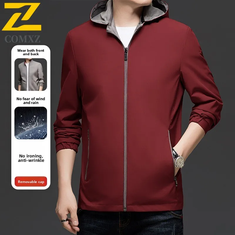 سترة عمل بغطاء للرأس خفيفة الوزن للرجال من EIAO - معطف عمال مقاوم للماء ومقاوم للرياح مع نظام متعدد الجيوب للرياضات الخارجية الحضرية #3